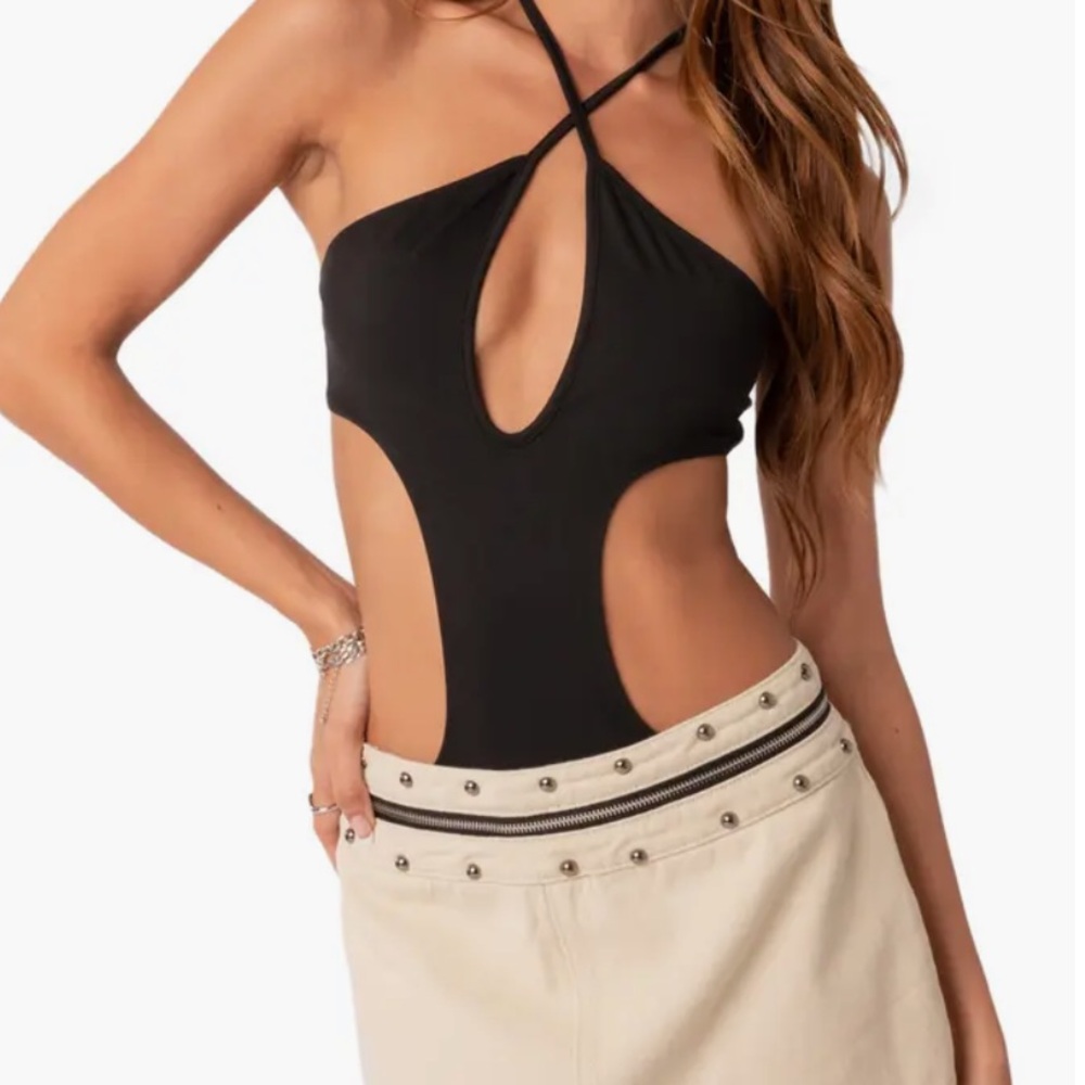 Edikted Black Cut-Out Bodysuit